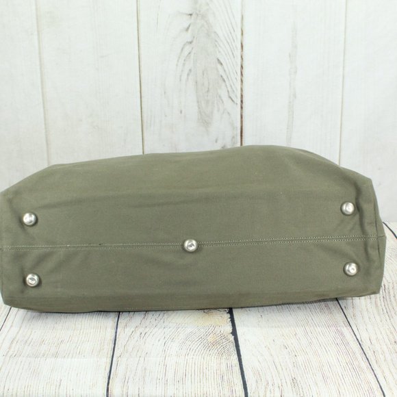 Green Canvas Leather Handle Studded Metal Clasp Heavy Duty Tool Bag - Picture 9 of 10